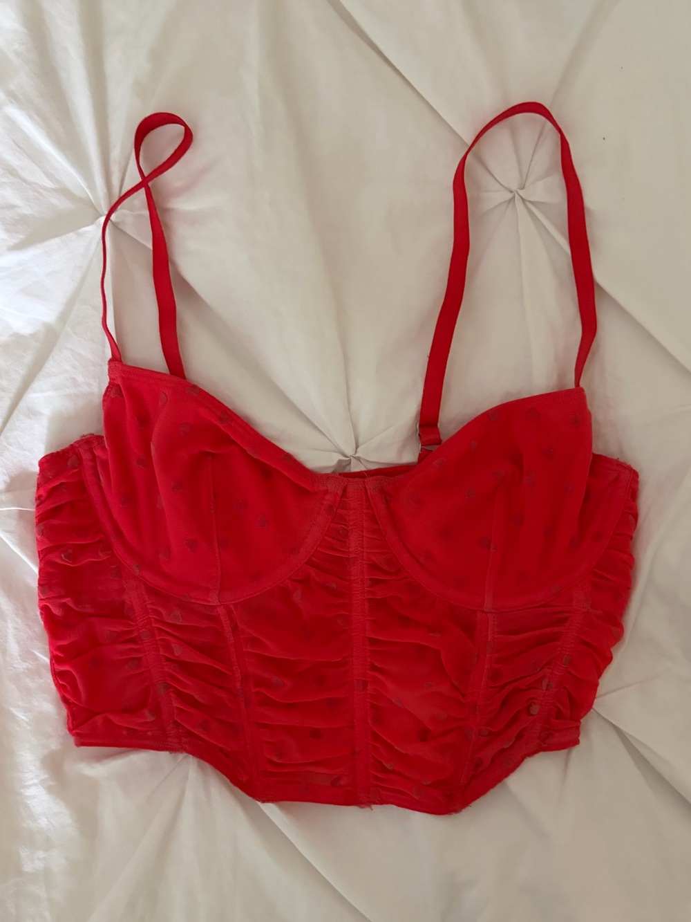Hollister Red Ruched Bustier Crop Top